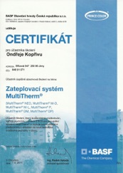 Certifikát odborné způsobilosti BASF stavební hmoty